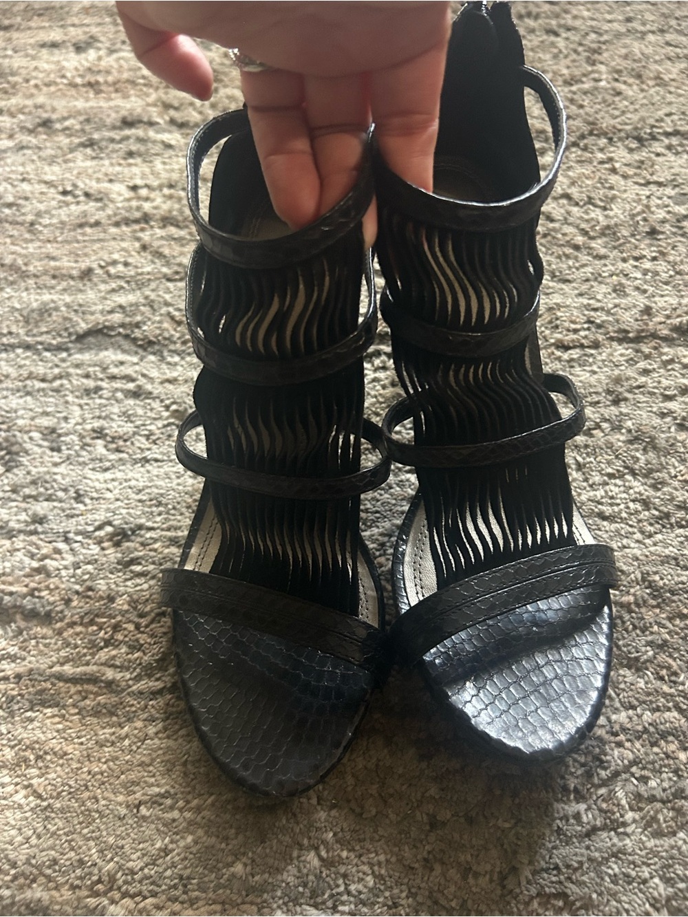 Women's Black Strappy High-Heel Sandals - Picture 2 of 6